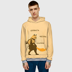 Толстовка-худи мужская Кот-воин, цвет: 3D-меланж — фото 2