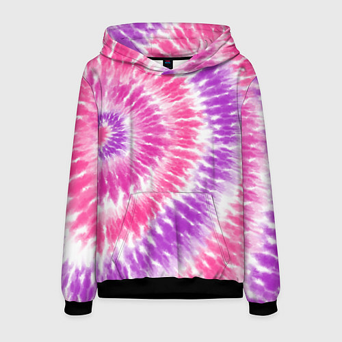Мужская толстовка Тай-дай розовый с фиолетовым / 3D-Черный – фото 1