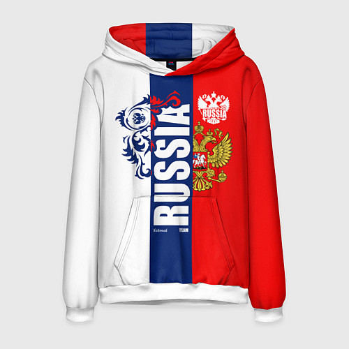 Мужская толстовка Russia national team: white blue red / 3D-Белый – фото 1