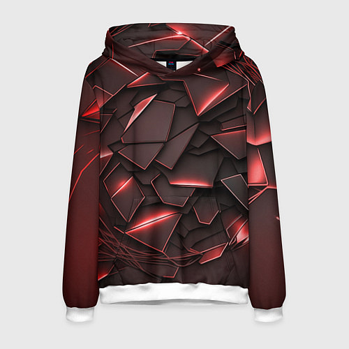 Мужская толстовка Красные элементы с неоновым свечением / 3D-Белый – фото 1