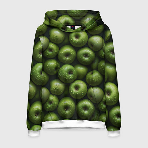 Мужская толстовка Сочная текстура из зеленых яблок / 3D-Белый – фото 1