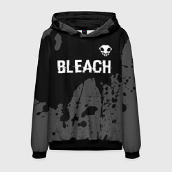 Толстовка-худи мужская Bleach glitch на темном фоне: символ сверху, цвет: 3D-черный