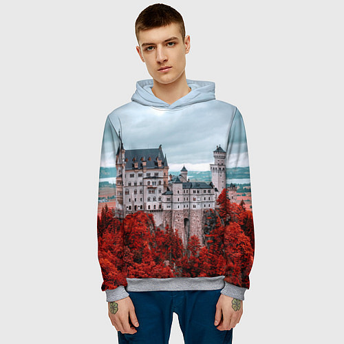Мужская толстовка Замок в горах и красный лес / 3D-Меланж – фото 3