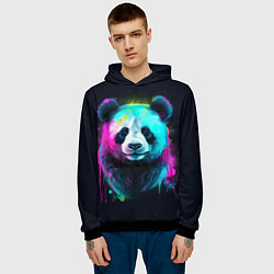 Толстовка-худи мужская Панда в неоновых красках, цвет: 3D-черный — фото 2