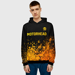 Толстовка-худи мужская Motorhead - gold gradient: символ сверху, цвет: 3D-черный — фото 2