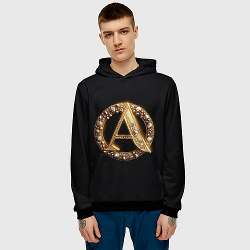 Мужская толстовка Ювелирная буква А / 3D-Черный – фото 3
