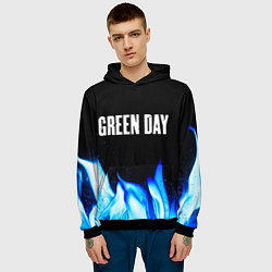 Толстовка-худи мужская Green Day blue fire, цвет: 3D-черный — фото 2