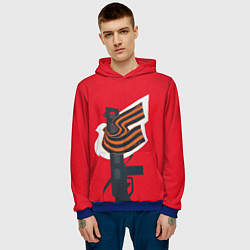 Толстовка-худи мужская 9 Мая День Победы оружие и георгиевская лента, цвет: 3D-синий — фото 2