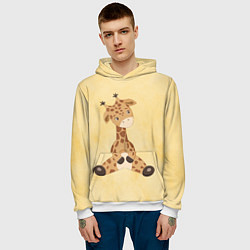 Толстовка-худи мужская Малыш жираф, цвет: 3D-белый — фото 2