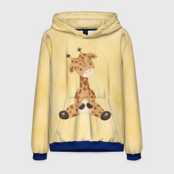 Толстовка-худи мужская Малыш жираф, цвет: 3D-синий
