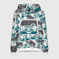Толстовка-худи мужская Абстракция машина, цвет: 3D-белый