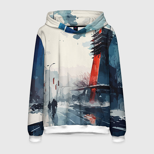 Мужская толстовка Наш город - коллекция Бело-сине-красный - Хуф и Ся / 3D-Белый – фото 1