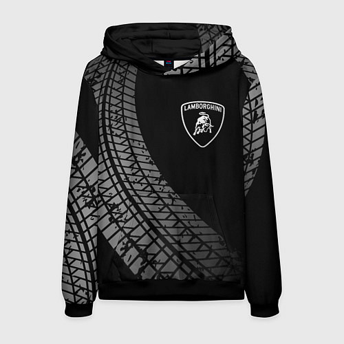 Мужская толстовка Lamborghini tire tracks / 3D-Черный – фото 1