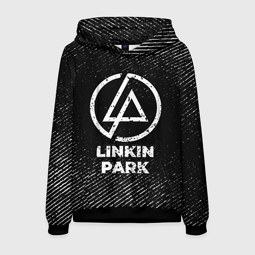 Мужская толстовка Linkin Park с потертостями на темном фоне / 3D-Черный – фото 1