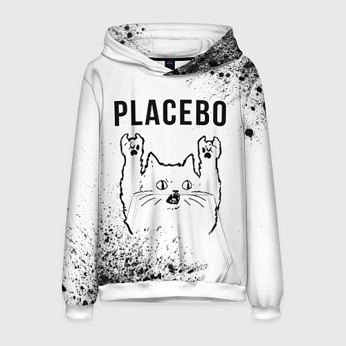 Мужская толстовка Placebo рок кот на светлом фоне / 3D-Белый – фото 1