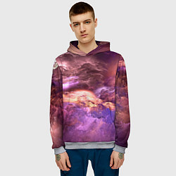 Толстовка-худи мужская Фиолетовое облако, цвет: 3D-меланж — фото 2