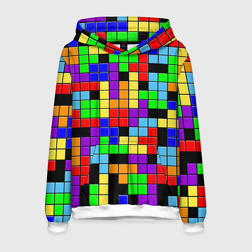 Мужская толстовка Тетрис цветные блоки / 3D-Белый – фото 1