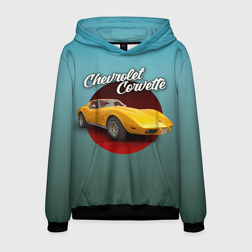 Мужская толстовка Американский спорткар Chevrolet Corvette Stingray / 3D-Черный – фото 1