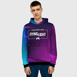 Толстовка-худи мужская Dying Light gaming champion: рамка с лого и джойст, цвет: 3D-черный — фото 2