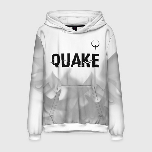Мужская толстовка Quake glitch на светлом фоне: символ сверху / 3D-Белый – фото 1