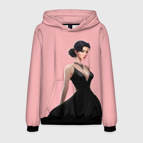 Мужская толстовка Girl in black dress - pink / 3D-Черный – фото 1