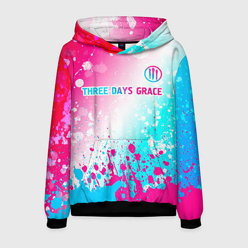 Мужская толстовка Three Days Grace neon gradient style: символ сверх / 3D-Черный – фото 1