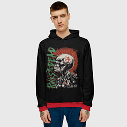 Толстовка-худи мужская Punks not dead, цвет: 3D-красный — фото 2