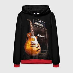 Толстовка-худи мужская Рокерская гитара, цвет: 3D-красный