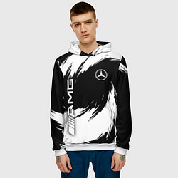 Толстовка-худи мужская Mercedes benz - white color, цвет: 3D-белый — фото 2