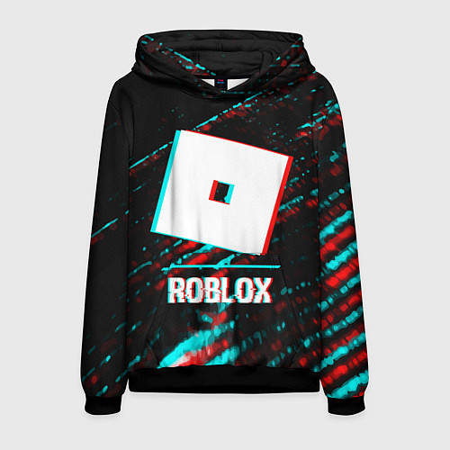 Мужская толстовка Roblox в стиле glitch и баги графики на темном фон / 3D-Черный – фото 1