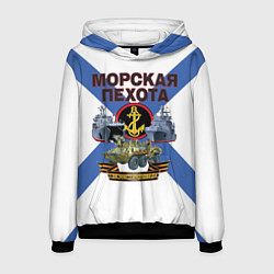 Толстовка-худи мужская Морская пехота - где мы, там победа!, цвет: 3D-черный