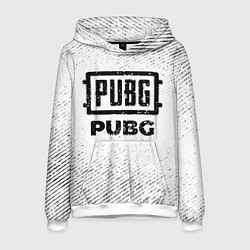 Толстовка-худи мужская PUBG с потертостями на светлом фоне, цвет: 3D-белый