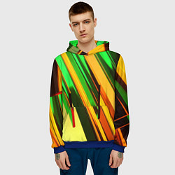 Толстовка-худи мужская Зелёные и оранжевые пластины, цвет: 3D-синий — фото 2