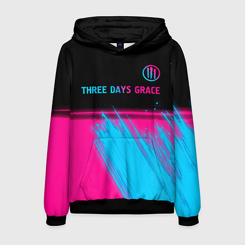 Мужская толстовка Three Days Grace - neon gradient: символ сверху / 3D-Черный – фото 1