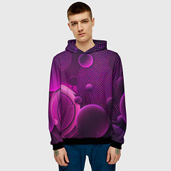Толстовка-худи мужская Фиолетовые шары, цвет: 3D-черный — фото 2