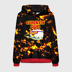 Мужская толстовка Chicken Gun на фоне огня