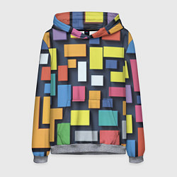 Толстовка-худи мужская Тетрис цветные кубики, цвет: 3D-меланж