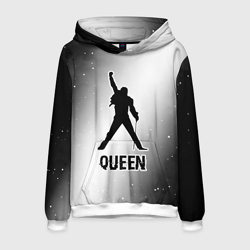 Мужская толстовка Queen glitch на светлом фоне / 3D-Белый – фото 1