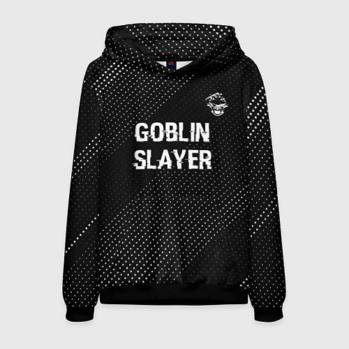 Мужская толстовка Goblin Slayer glitch на темном фоне: символ сверху / 3D-Черный – фото 1