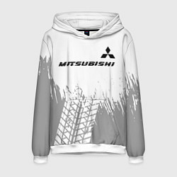 Толстовка-худи мужская Mitsubishi speed на светлом фоне со следами шин: с, цвет: 3D-белый