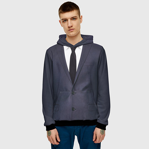 Мужская толстовка Деловой пиджак с рубашкой / 3D-Черный – фото 3