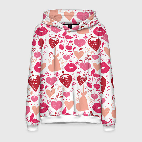 Мужская толстовка Клубничная любовь / 3D-Белый – фото 1