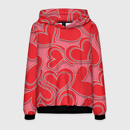 Мужская толстовка Love hearts / 3D-Черный – фото 1