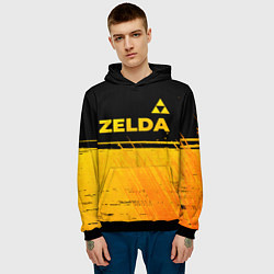 Толстовка-худи мужская Zelda - gold gradient: символ сверху, цвет: 3D-черный — фото 2