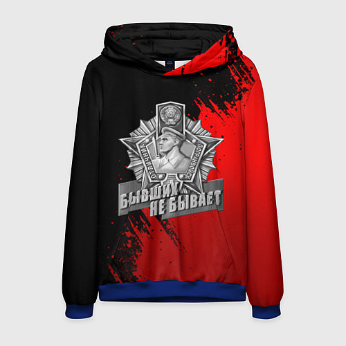 Мужская толстовка Погран служба - красные разводы / 3D-Синий – фото 1