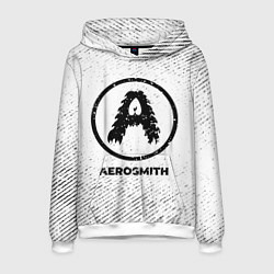 Толстовка-худи мужская Aerosmith с потертостями на светлом фоне, цвет: 3D-белый