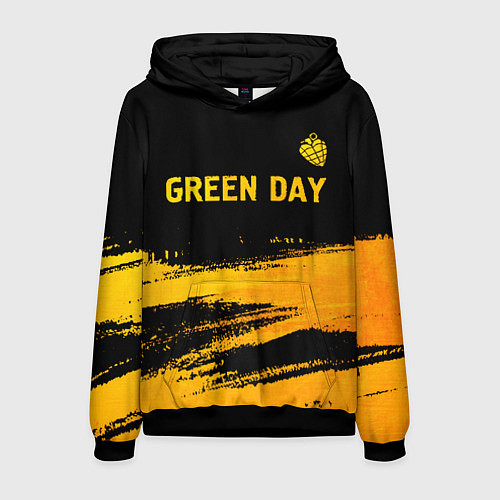 Мужская толстовка Green Day - gold gradient: символ сверху / 3D-Черный – фото 1