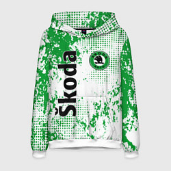 Толстовка-худи мужская Skoda auto logo, цвет: 3D-белый