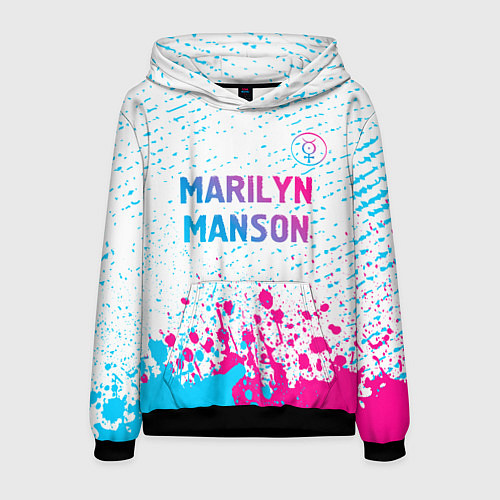 Мужская толстовка Marilyn Manson neon gradient style: символ сверху / 3D-Черный – фото 1