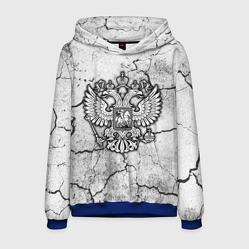 Мужская толстовка Герб РФ - потресканная земля / 3D-Синий – фото 1